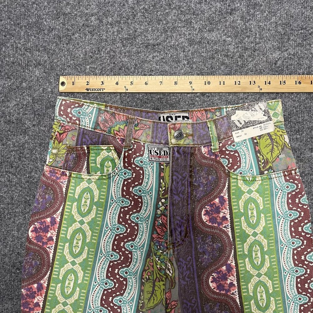 Vtg Get Used By Elie High-Waisted Patterned Jeans 30 Multicolor Women's Retro - Picture 6 of 7